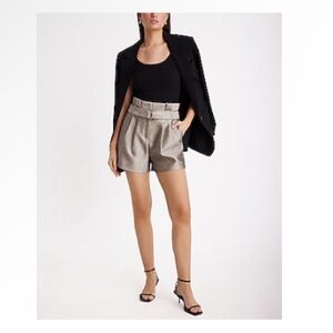 Express super high waisted metallic belted, paperbag shorts